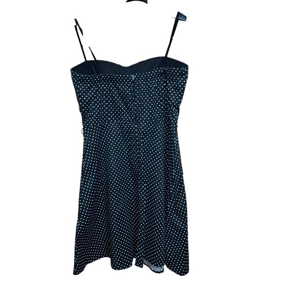 Emerald Sundae Jr 9 Black White Polka Dot Strapless Fit & Flare Dress Cocktail - Picture 3 of 6